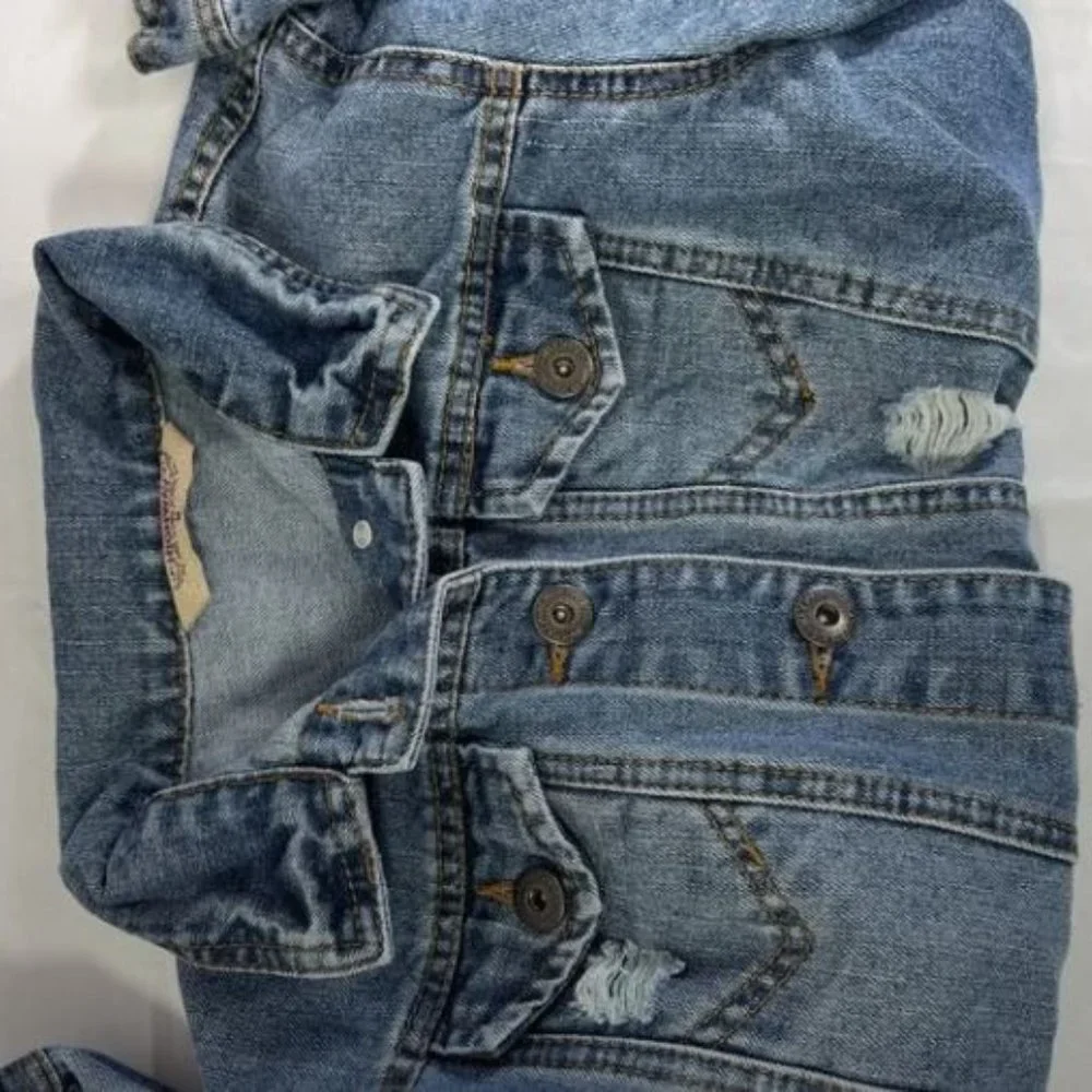 Highway‎ Jeans Women's Blue Distressed Button-Down Denim Jacket Size M Pre-Owned - Picture 8 of 16